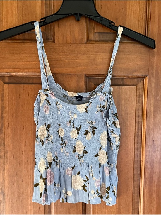 American Eagle Outfitters Tops - American Eagle Light Blue Floral Smocked Cami Top - Women-L